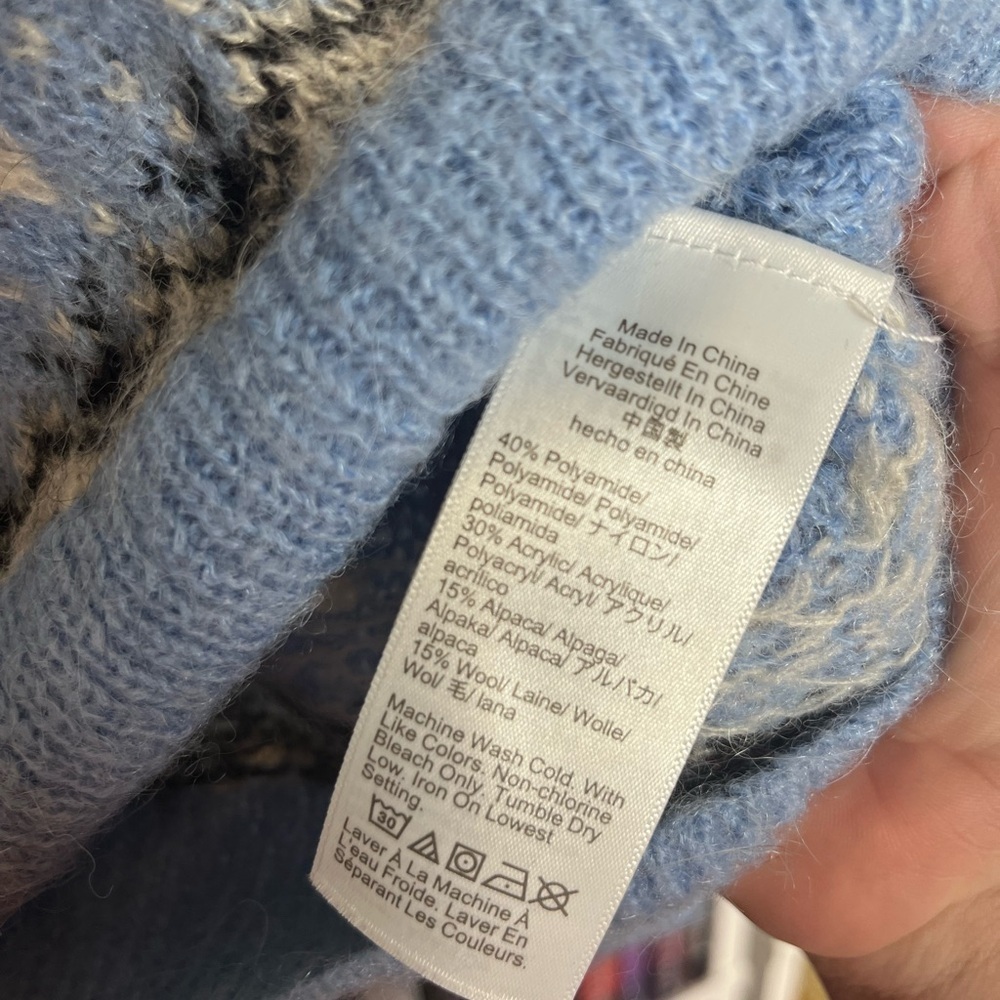 J. Crew fair isle half zip sweater in tundra buttercream alpaca and wool blend L - Picture 6 of 6